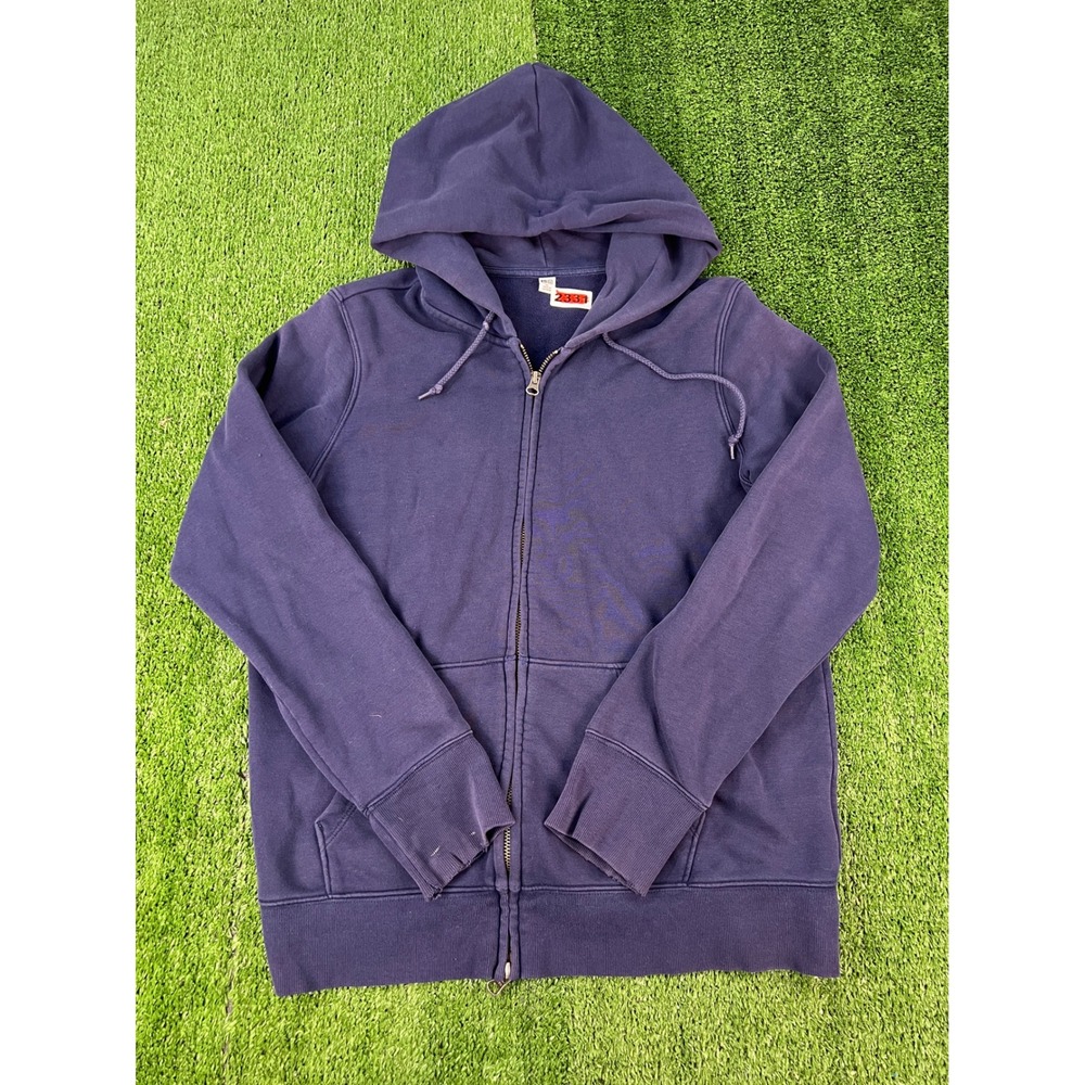 Uniqlo Mens XL Faded Navy Blue Full Zip Hoodie French Terry Sweatshirt